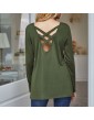 Beauty-style T-shirt with hollow back, front middle zipper, V-neck and solid color casual top