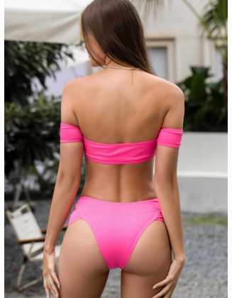 2024 new solid color sexy bikini split swimsuit hot spring beach holiday women's swimsuit